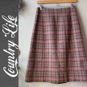 Country Life Vintage Plaid Wool Skirt Scotland